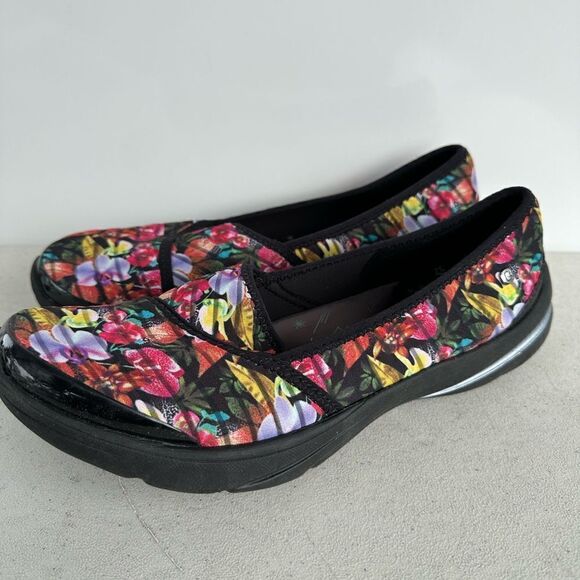 BZees LakesideSlip On Comfort Padded Shoes Black Floral Multicolor Womens 11 - Picture 4 of 8